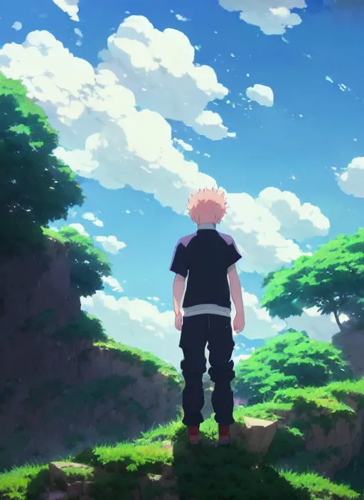 Image similar to portrait of brock lesnar, cloudy sky background lush landscape illustration concept art anime key visual trending pixiv fanbox by wlop and greg rutkowski and makoto shinkai and studio ghibli