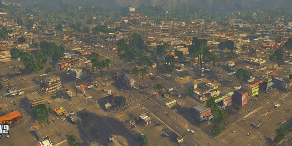 Image similar to guatemala city if it was a game like grand theft auto v