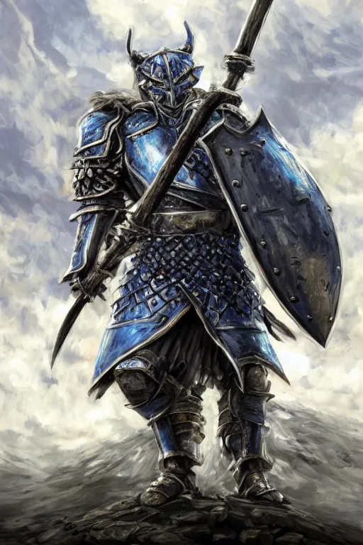 Image similar to a full body shot of an azure knight warrior by Kentaro Miura, Wolf themed armour, colored by Ronda Pattison, heavy armor, kingdom under fire in the background, dark colors, highly detailed, trending on artstation, CGsociety, exquisite detail, post-processing, masterpiece, volumetric lighting, cinematic, hypermaximalistic, high details, cinematic, 8k resolution, beautiful detailed, insanely intricate details