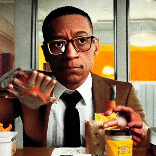 Prompt: gus fring at a popeyes, renaissance painting
