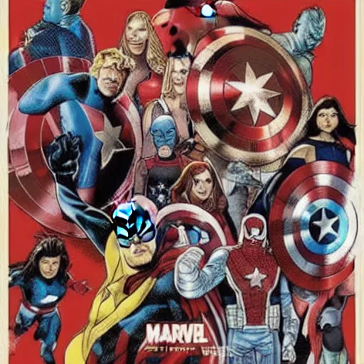 Prompt: the famines as marvel's avengers, movie poster