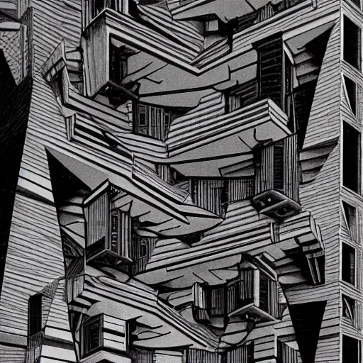 Image similar to nightmarish colossal unreal architecture designed by m c escher
