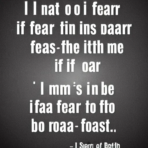 Prompt: i must not fear. fear is the mind - killer. fear is the little - death that brings total obliteration. i will face my fear. i will permit it to pass over me and through me. and when it has gone past i will turn the inner eye to see its path. where the fear has gone there will be nothing. only i will remain.