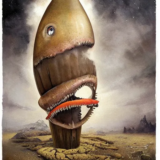 Image similar to smoky 1975 large galaxy cylinder shark fjord spice wheat , by Esao Andrews and Jakub Różalski and Paul Klee , trending on cgsociety , flat shading , tiki