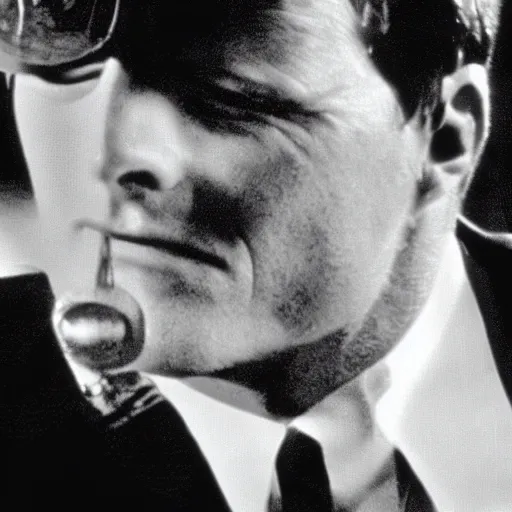 Prompt: John Fitzgerald Kennedy in American Psycho (1999)