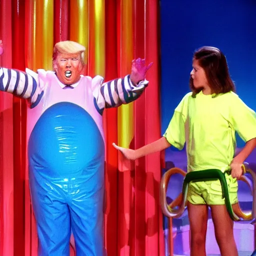 Image similar to donald trump getting slimed on nickelodeon