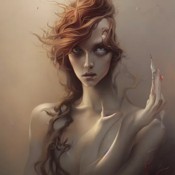 Image similar to a highly detailed beautiful portrait in the style of peter mohrbacher and in the style of jean delville.