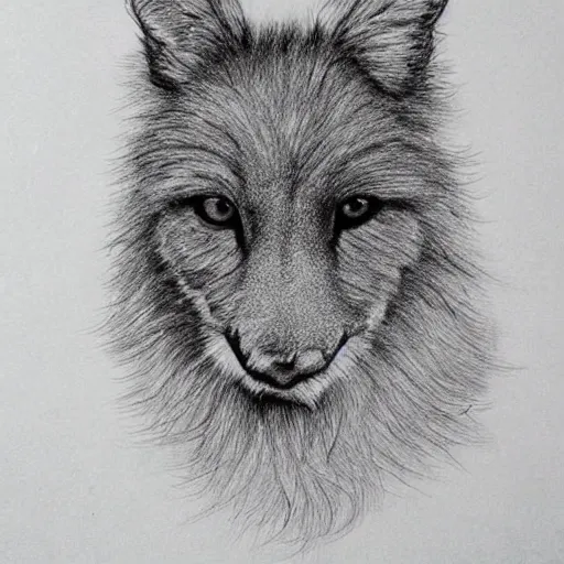 Image similar to a beautiful furry creature drawed with a pen