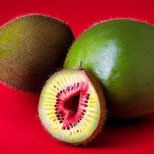 Image similar to photo giant kiwi fruit standing on red square