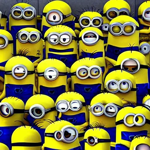 Prompt: Minions living in an insane asylum, creepy photo