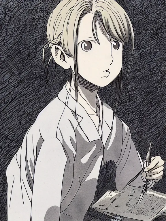 Prompt: A young girl by Naoki Urasawa