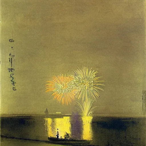 Image similar to fireworks over river by james macneill whistler