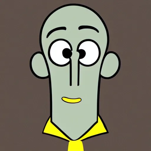 Image similar to handsome squidward, cartoon network style, strong chin, portrait