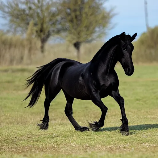 Prompt: a larg black horse rearing up