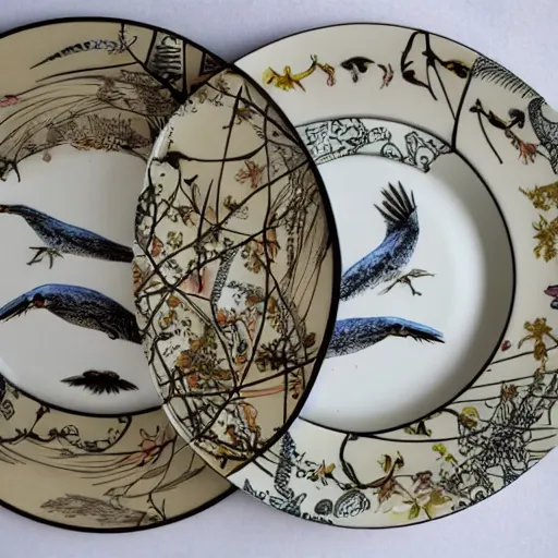 Image similar to decorative plates depicting migratory birds.