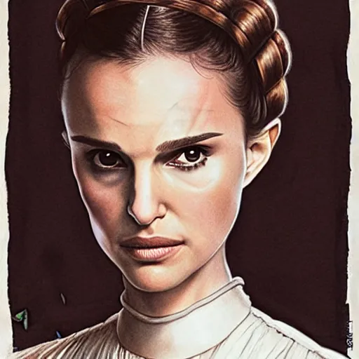 Image similar to natalie portman as princess leia in star wars, by jean - baptiste monge