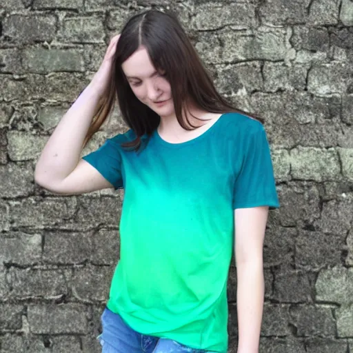 Prompt: green blue (((ombre))) t shirt