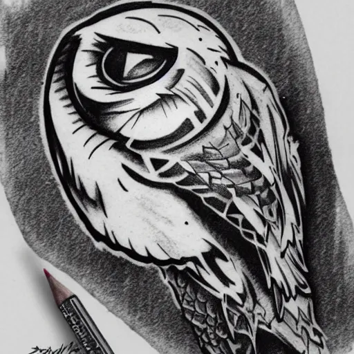 Image similar to tattoo sample stencil. pencil sketch, black and white, hawk