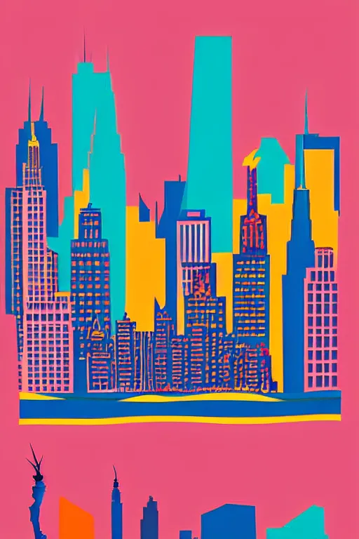 Image similar to minimalist boho style art of colorful new york, illustration, vector art