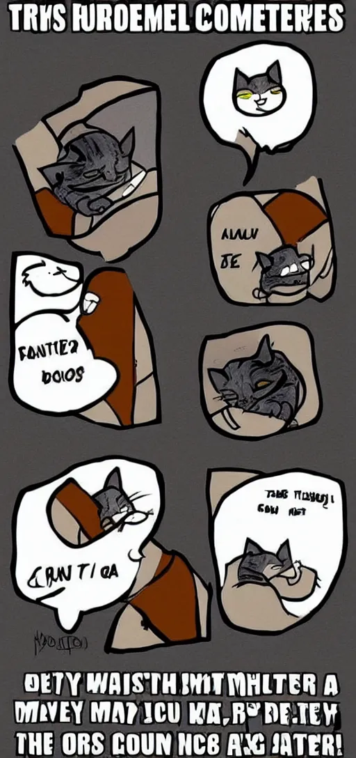 Prompt: a hilarious meme comic with cats me gusta trollface from 2012