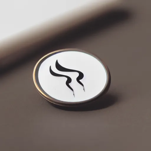 Image similar to a photo of a retro minimalistic clean fire warning enamel pin, studio lighting, behance