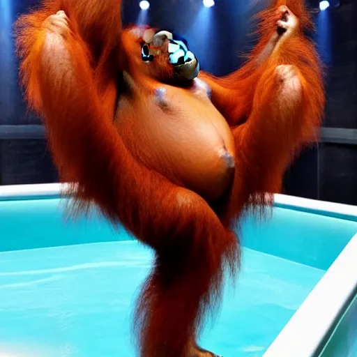 Prompt: orangutan in the style of kim kardashian break the internet