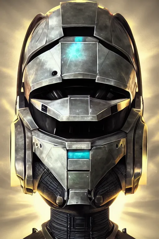 Image similar to robot ninja mask helmet halo master chief radiating a glowing aura global illumination ray tracing hdr fanart arstation by ian pesty and katarzyna da „ bek - chmiel