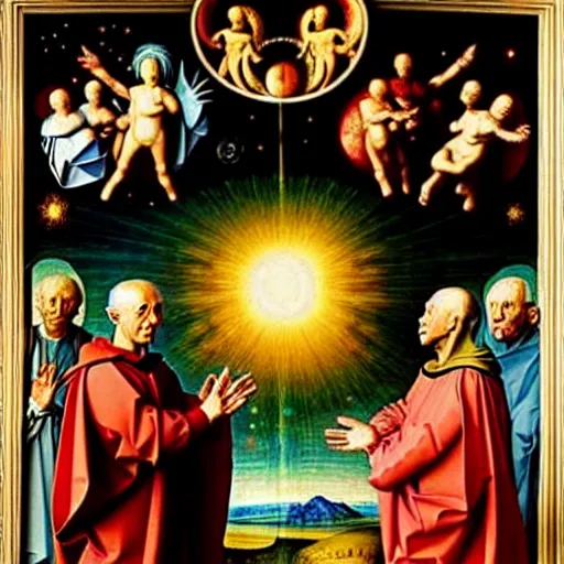 Image similar to creation of the universe by Hubert van Eyck and Jan van Eyck