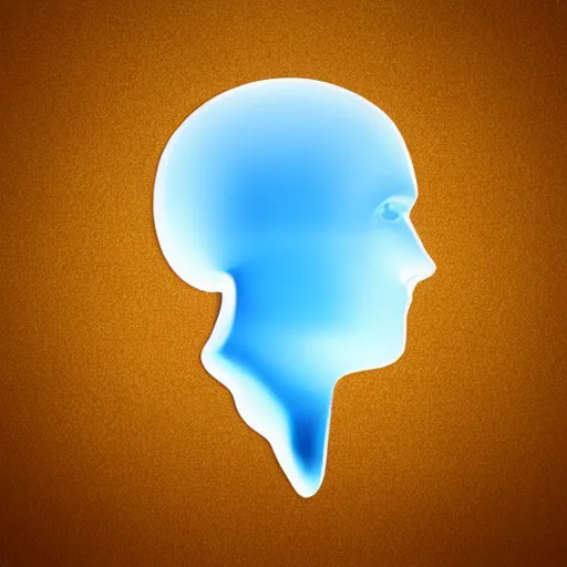 Prompt: logo icon of a realistic human head made out of water