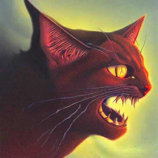 Prompt: infernal hell cat, digital art by John Howe