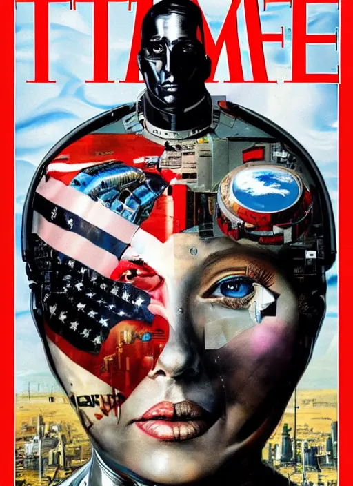 Image similar to TIME magazine cover, the coming AI singularity, by Chevrier, 4k