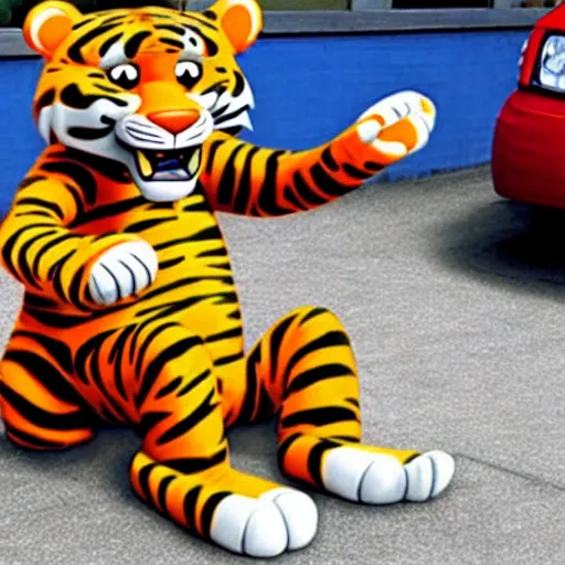 Prompt: tony the tiger committing a felony