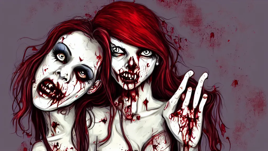 Image similar to beautiful zombie girl in the style of Peter Driben