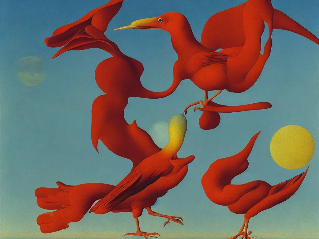 Image similar to beautiful exotic bird is covering the sun. Jan van Eyck, Audubon, Rene Magritte, Agnes Pelton, Max Ernst, Walton Ford