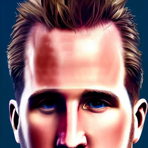 Prompt: photo closeup front orthographic portrait of harry kane, high detail, soft studio lighting, full frontal lighting, digital photography, style of cyberpunk 2 0 2 0