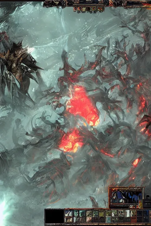 Image similar to Path of Exile, [Sirius], clear [[bronze]] face [mask], luminous red eyes, male image with [bronze] black bloody armor, sitting on the throne, inside the ruined gothic church, black shadows, red lasers, dark red bloody fog, black-grey smoky tornadoes fly around, [[blood]], Anachronism, painting, dark fantasy, steampunk, 4k, perfect quality,