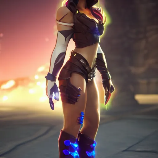 Image similar to still of pretty Caitlyn (Legends of Runeterra) in KDA More music video. 3d render, octane render, game art, realistic, highly detailed, trending on artstation, 4k, trending on artstation, pixar, cgsociety, unreal engine 5, redshift render, trending on artstation, blender, behance, cg