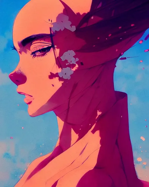 Image similar to close up, captivating, memorable, a ultradetailed beautiful photo of a unique woman wearing a cotton dress standing too too too close, staring at you by conrad roset, greg rutkowski and makoto shinkai trending on artstation