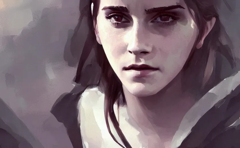 Image similar to A painting of Emma Watson trending on artstation in the style of Greg Rutkowski