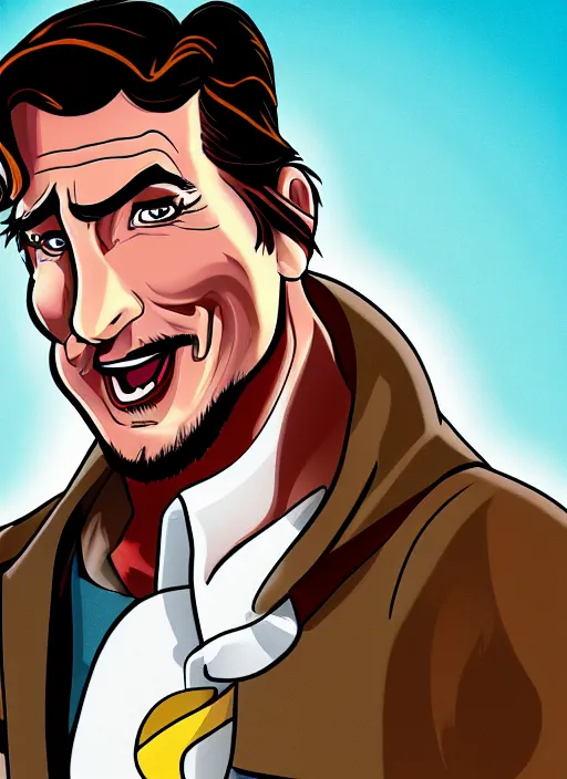 Prompt: Portrait of Christian Bale in the style of cartoon Tom and Jerry. 8k Resolution