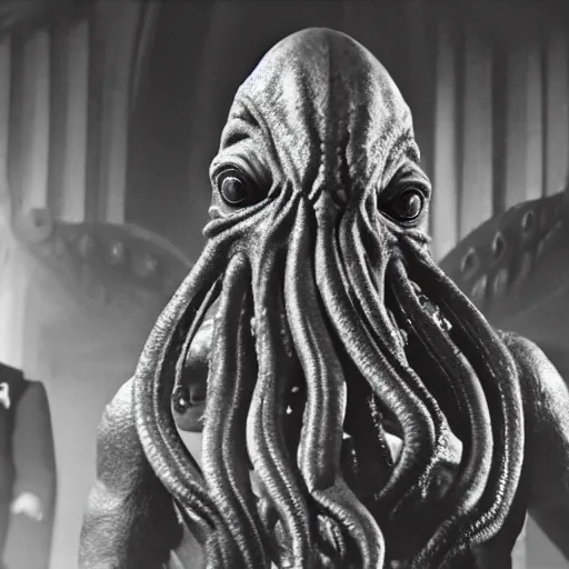 Prompt: cthulhu as a character on star trek, tv still, 4k,