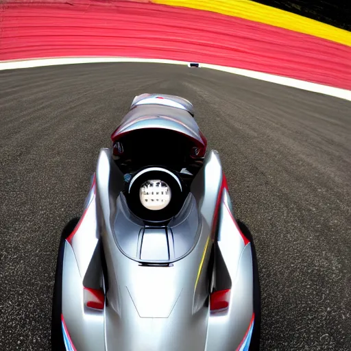 Prompt: POV shot of driving a scifi futuristic race car