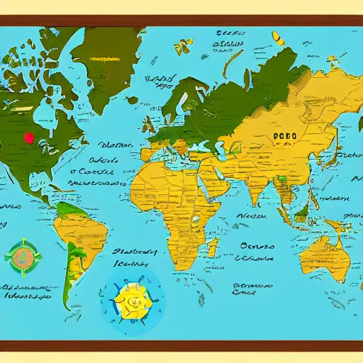 Prompt: World map in the style of pokemon sword, digital art