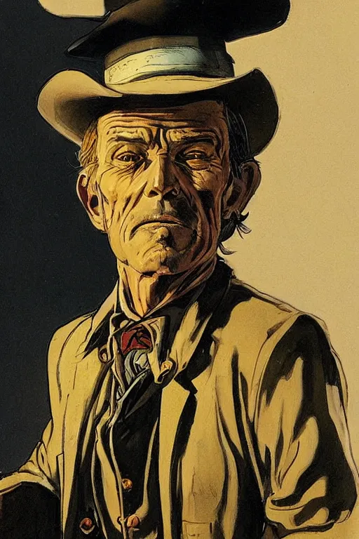 Prompt: old west bartender. concept art by James Gurney and Mœbius.