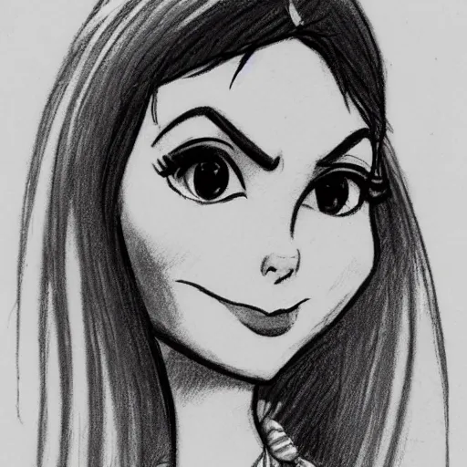 Image similar to milt kahl sketch of victoria justice as princess padme from star wars