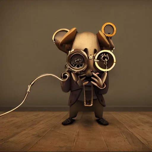 Image similar to a rat with steampunk googles, by Beeple