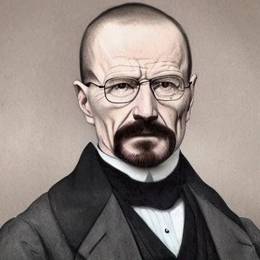 Prompt: 19th century portrait of Walter White