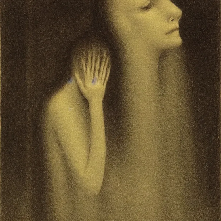 Image similar to beautiful portrait of The princess of The Cold by Alfred Kubin, environment and concept art, iridescent, flickering light, extremely detailed