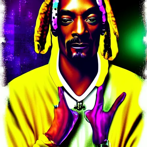 Image similar to snoop dogg psychedelic digital art