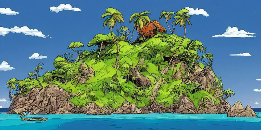 Image similar to stunning landscape of a lost island on a sunny day by brian k. vaughan